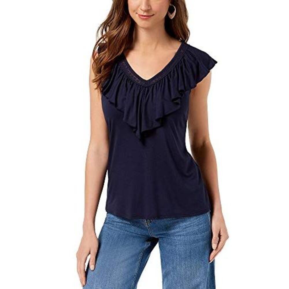 Style & Co V Neck Ruffled Top - Picture 2 of 4